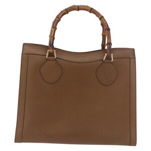 Gucci Bamboo Handle Tote Leather Brown Leather Handbag
